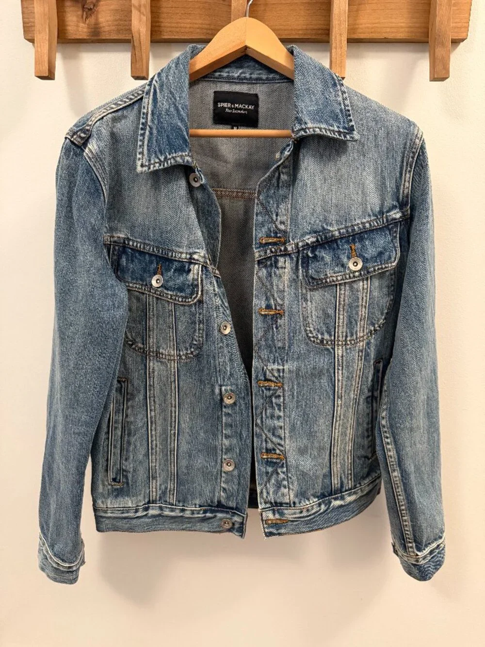 Spier & Mackay Washed Denim Trucker Jean Jacket Mens Size 36